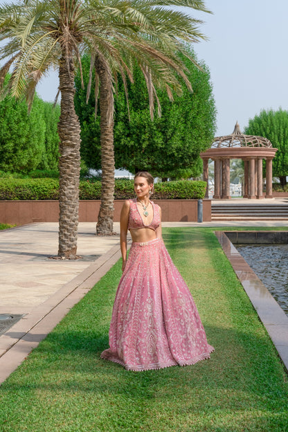 VICTORIA ROSE PINK LEHENGA SET