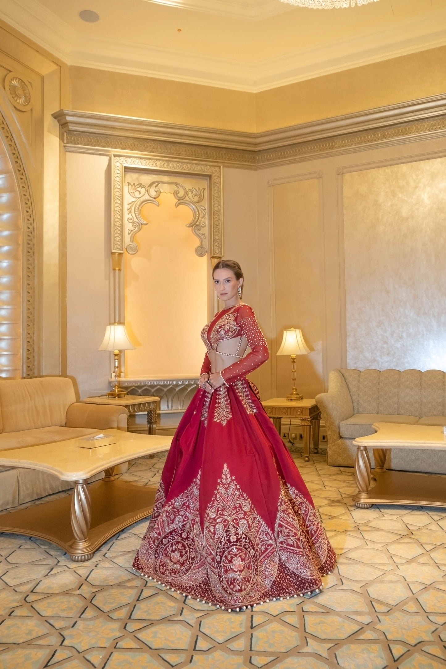 RUBEUS RED LEHENGA SET