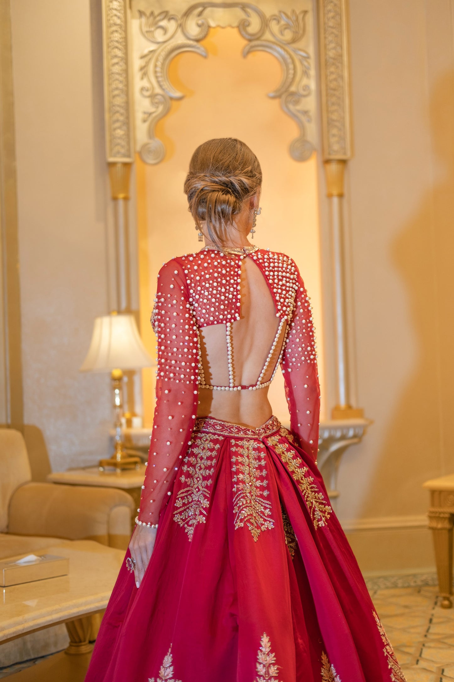 RUBEUS RED LEHENGA SET