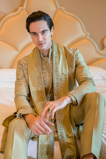 OLIVE OLEANDER SHERWANI SET