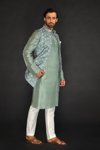 LONG BUNDI WITH KURTA AND CHURIDAR