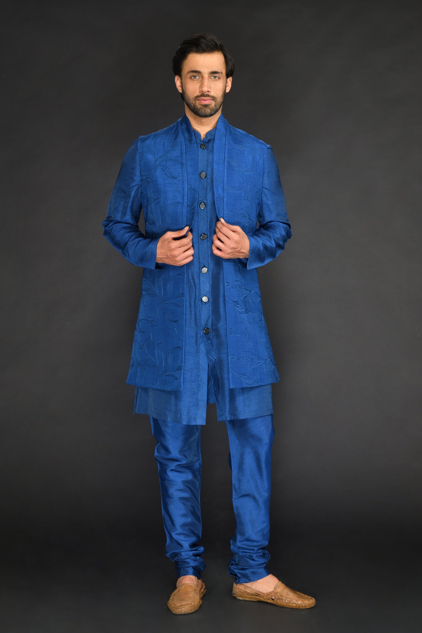 LONG BUNDI WITH KURTA AND CHURIDAR