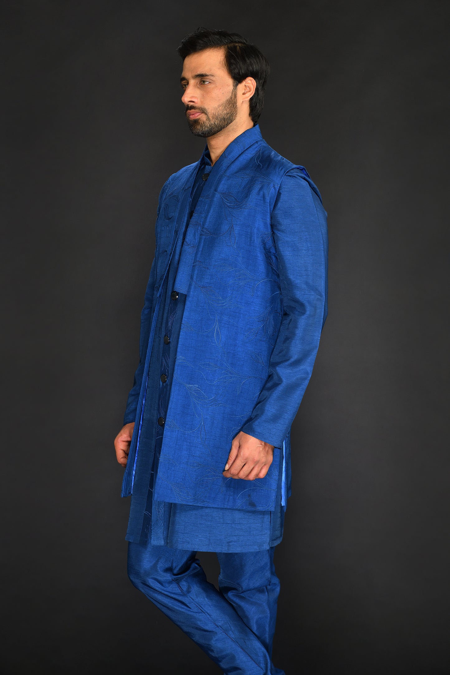 LONG BUNDI WITH KURTA AND CHURIDAR