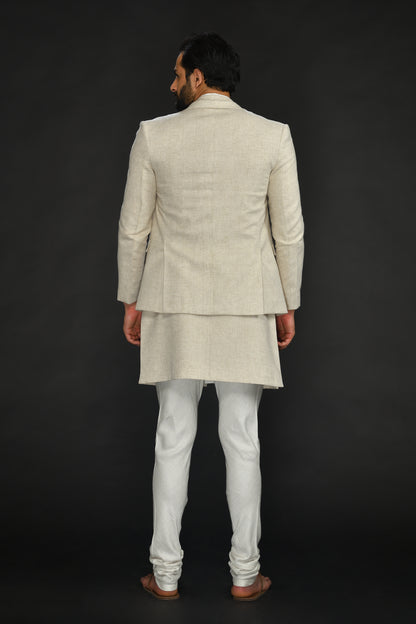 BLAZER WITH LONG BUNDI KURTA AND CHURIDAR