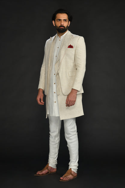 BLAZER WITH LONG BUNDI KURTA AND CHURIDAR