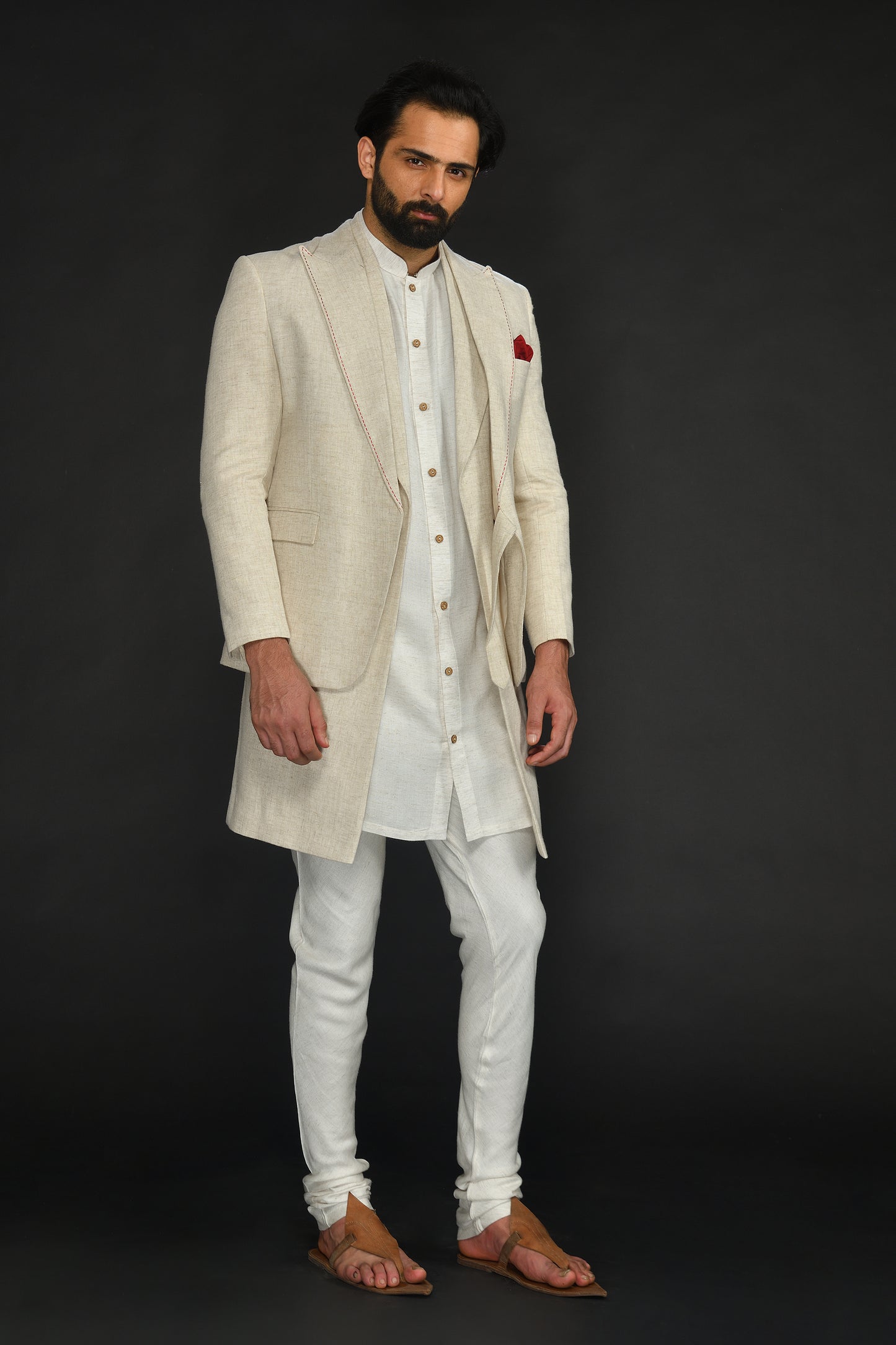 BLAZER WITH LONG BUNDI KURTA AND CHURIDAR