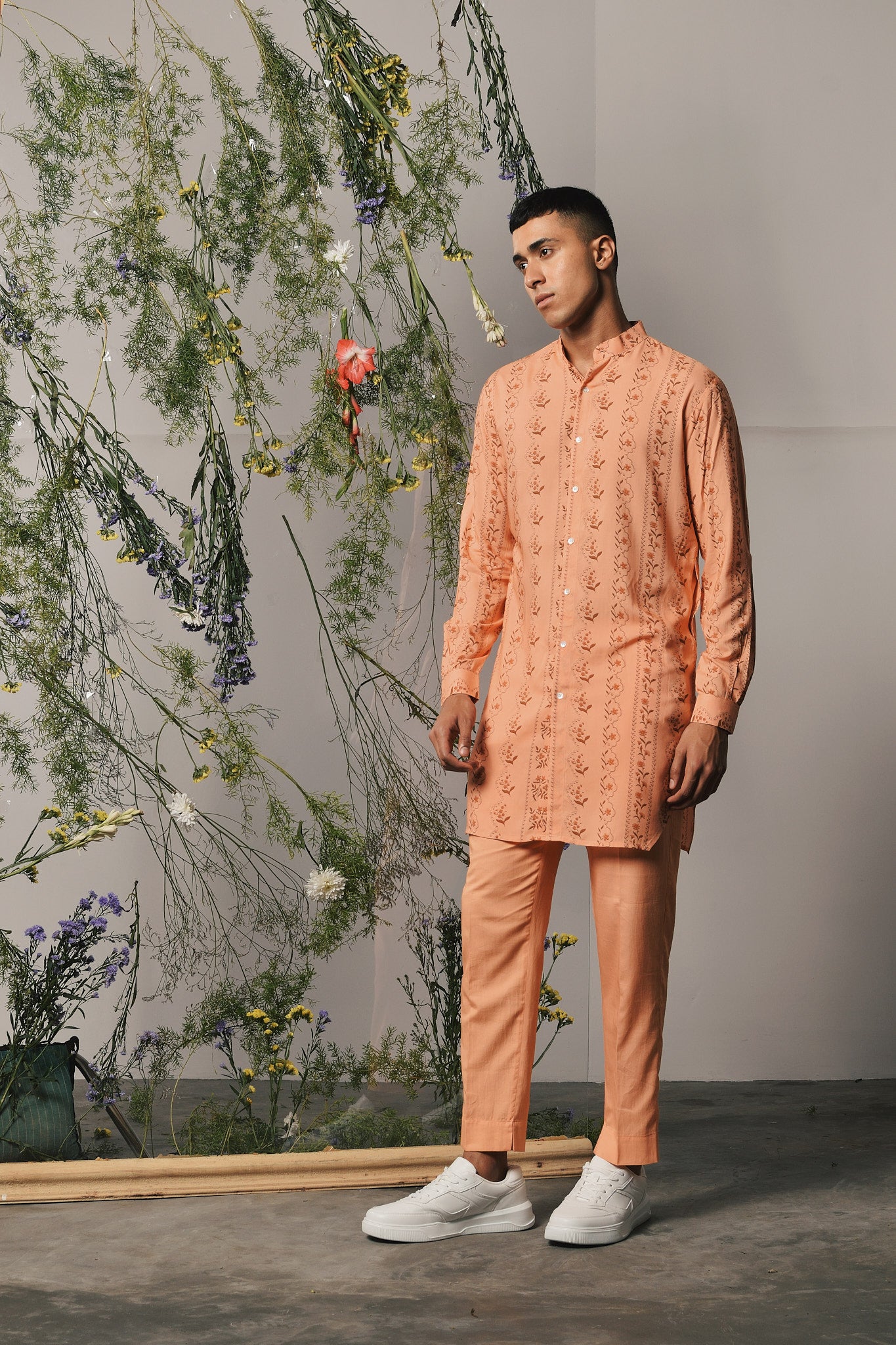 PEACH RIVIERA KURTA WITH PAJAMA