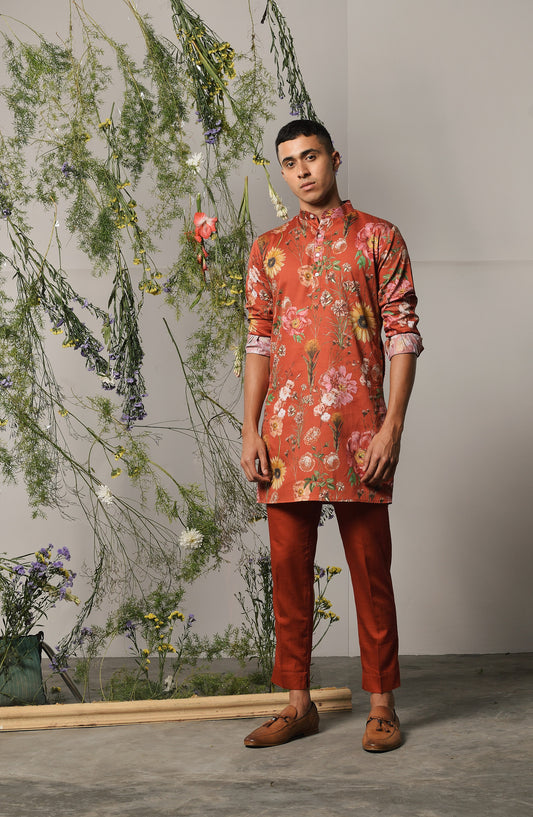 RED ROMA KURTA WITH PAJAMA