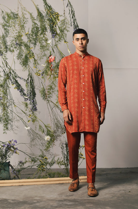 RED RIVIERA KURTA WITH PAJAMA