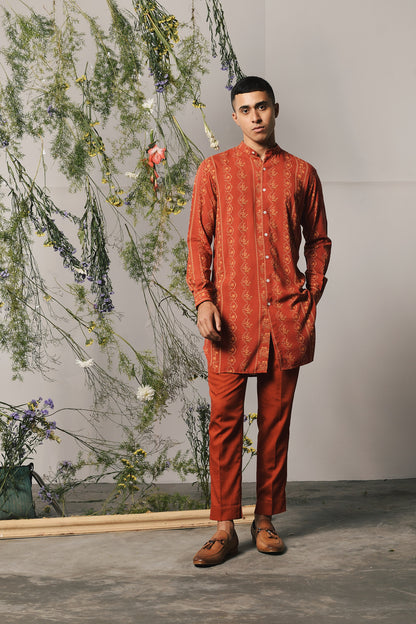 RED RIVIERA KURTA WITH PAJAMA