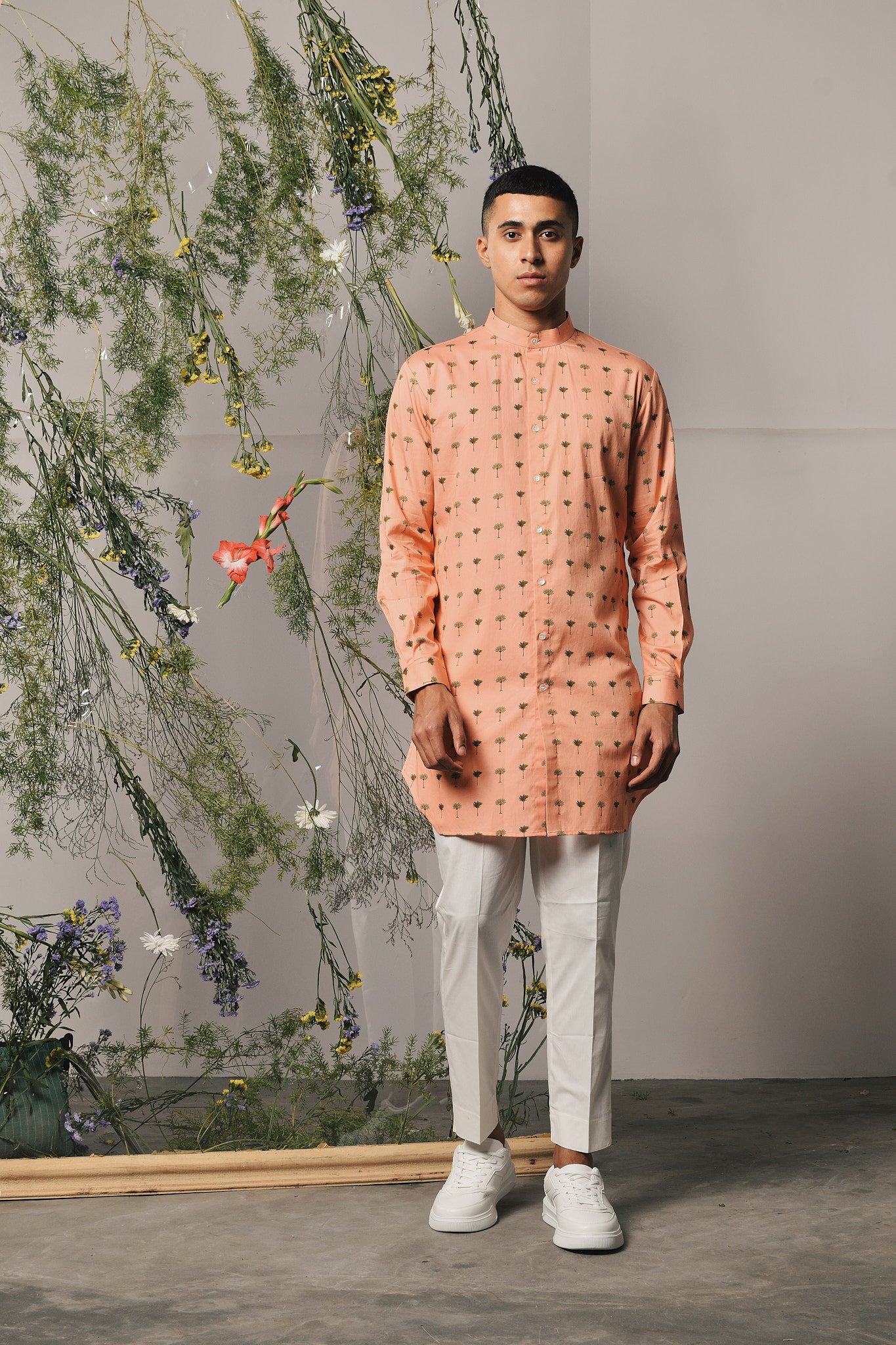 PEACH PICCOLO KURTA WITH CREAM PAJAMA