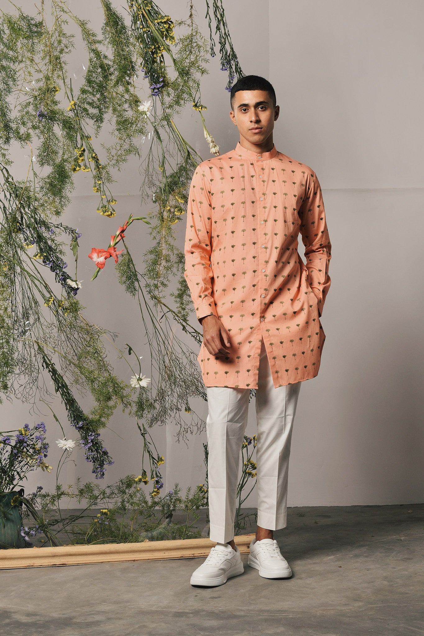 PEACH PICCOLO KURTA WITH CREAM PAJAMA