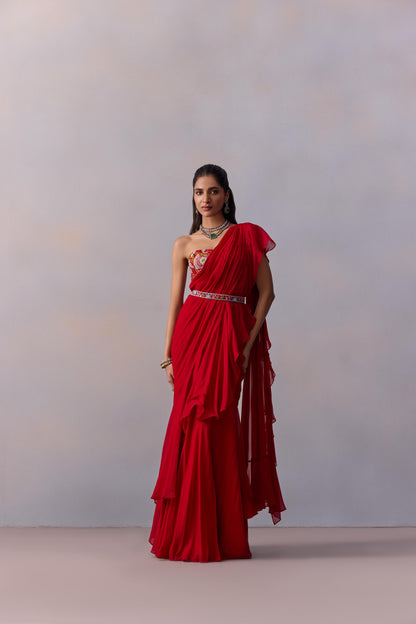 JIAH PRE-DRAPE SAREE SET