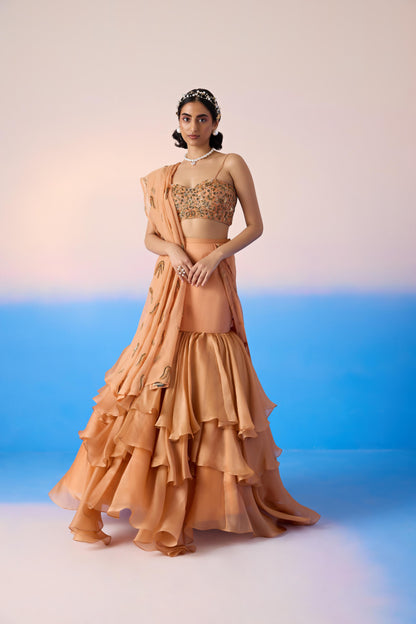 SALMON LEHENGA SET