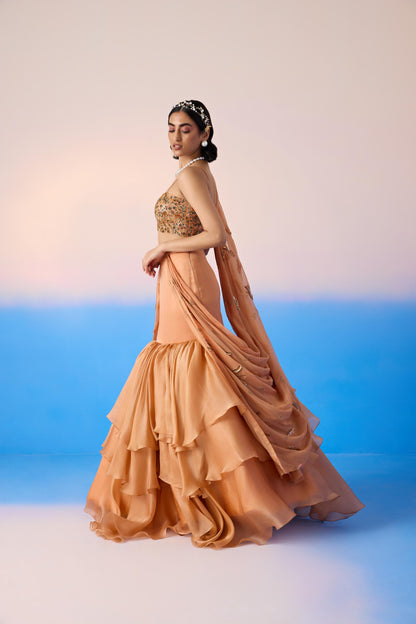 SALMON LEHENGA SET