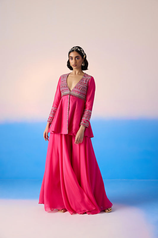 HOT PINK SHARARA SET