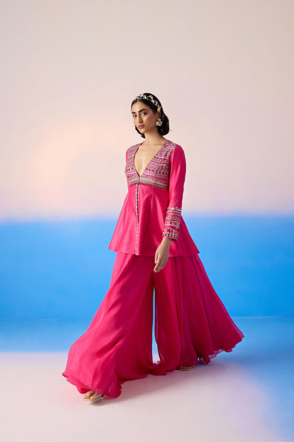 HOT PINK SHARARA SET