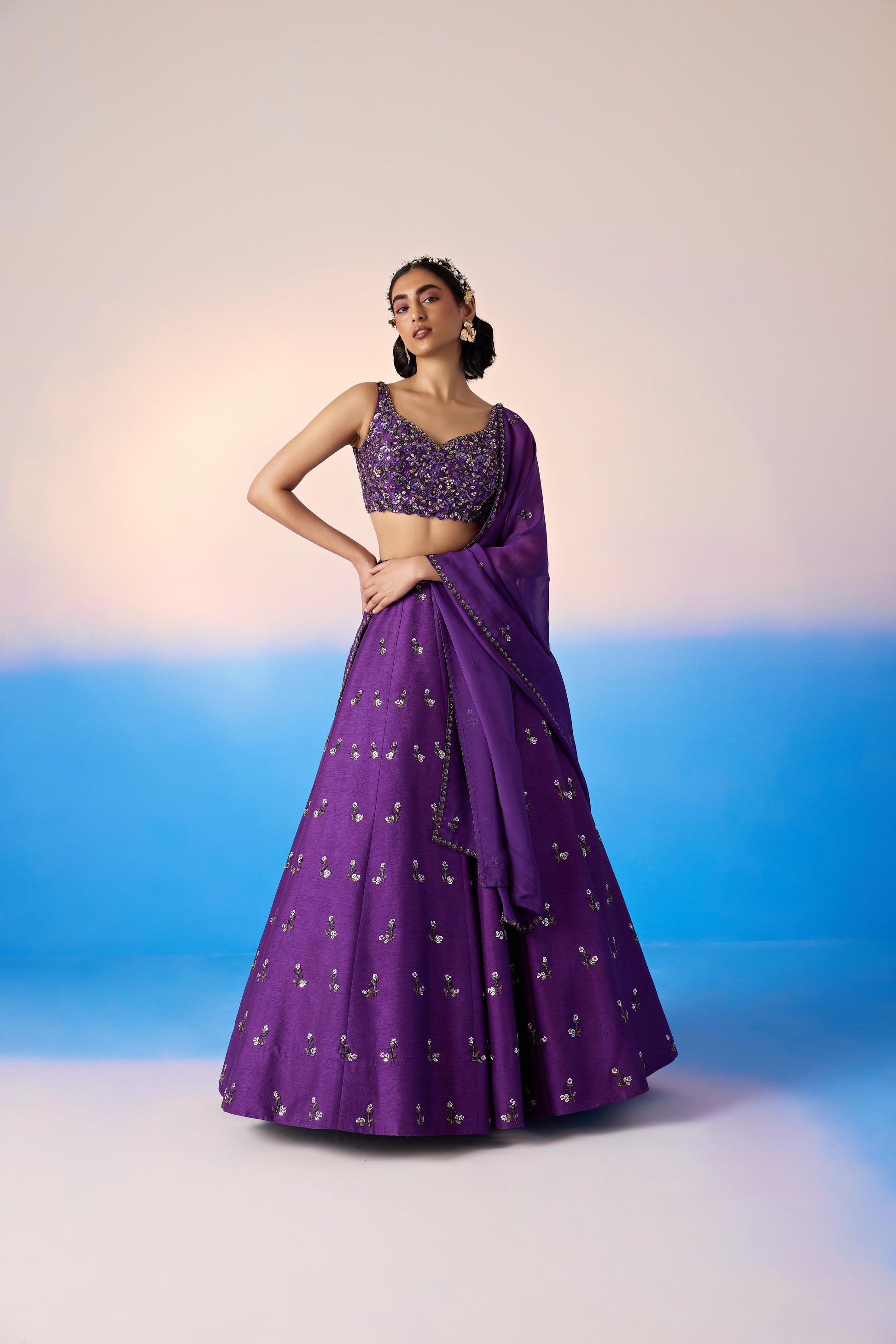 ROYAL PURPLE LEHENGA SET – White Maison de Couture