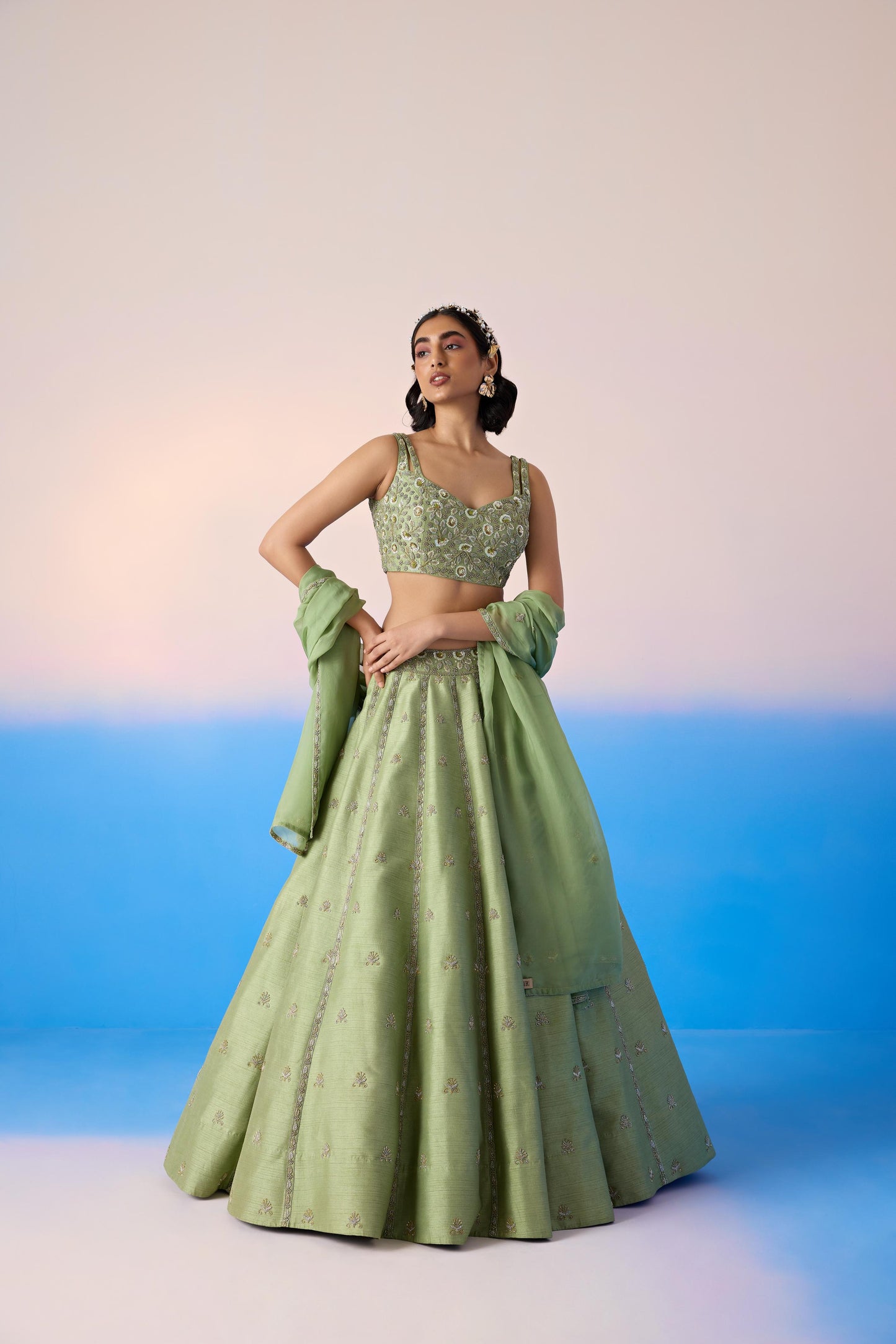 SAGE GREEN LEHENGA SET