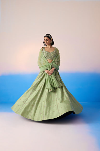 SAGE GREEN LEHENGA SET