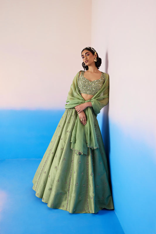 SAGE GREEN LEHENGA SET