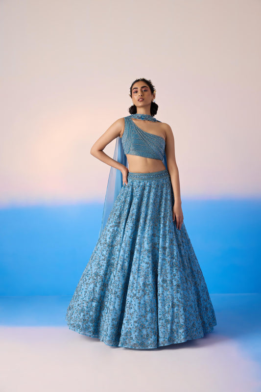 MINT BLUE LEHENGA SET