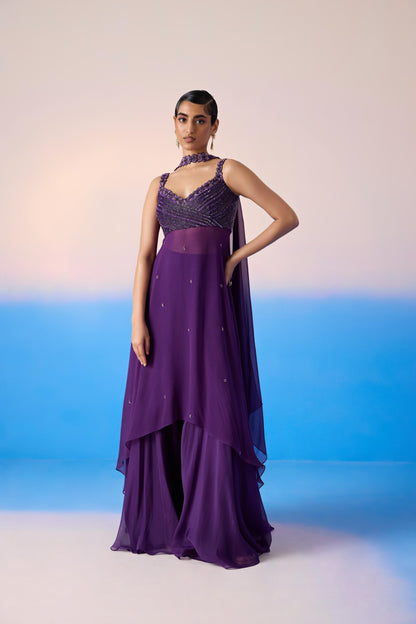 MIDNIGHT PURPLE SHARARA SET