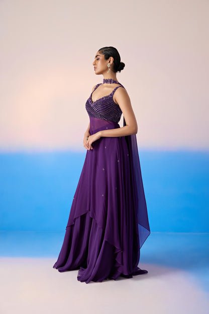 MIDNIGHT PURPLE SHARARA SET