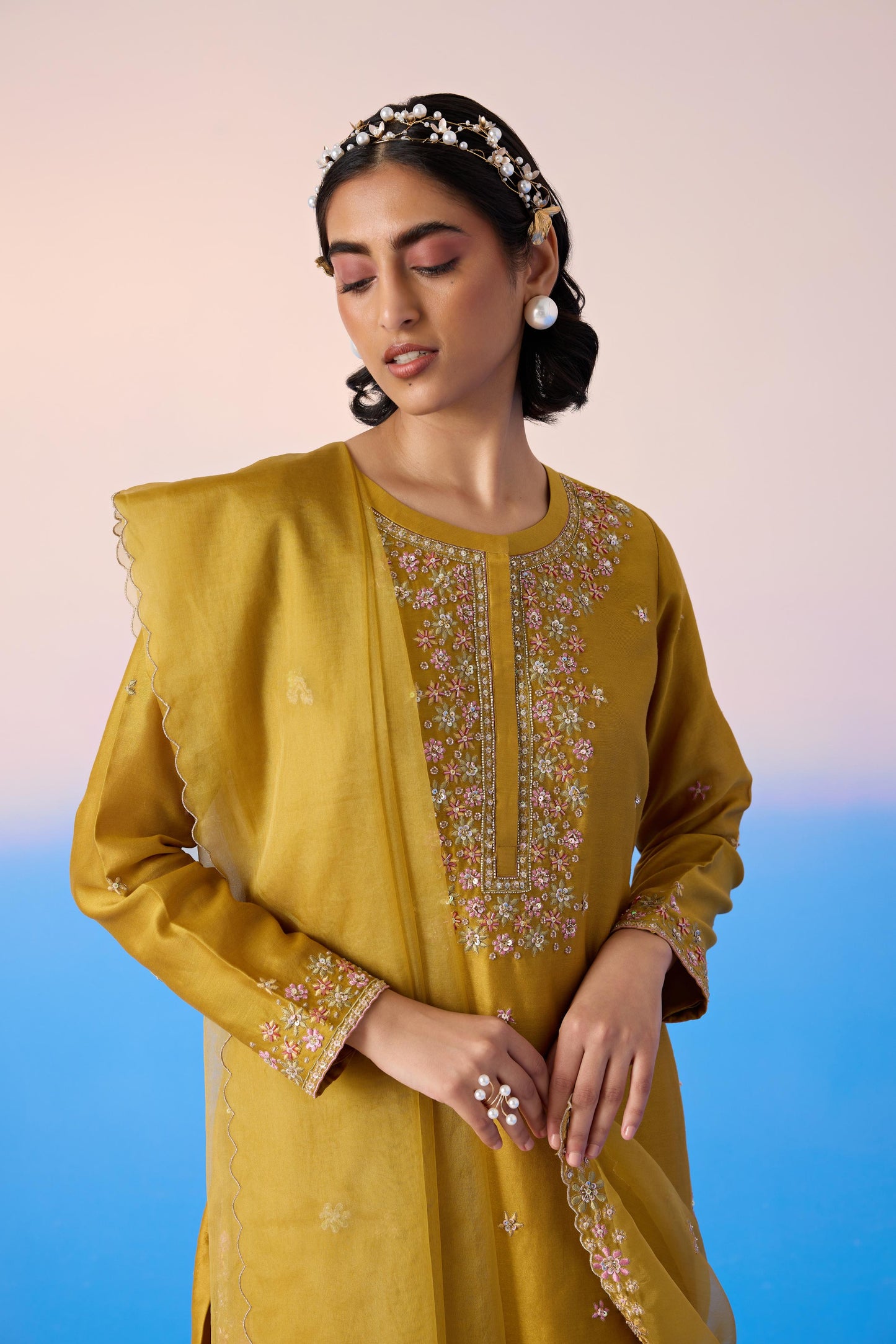 MUSTARD SHARARA SET