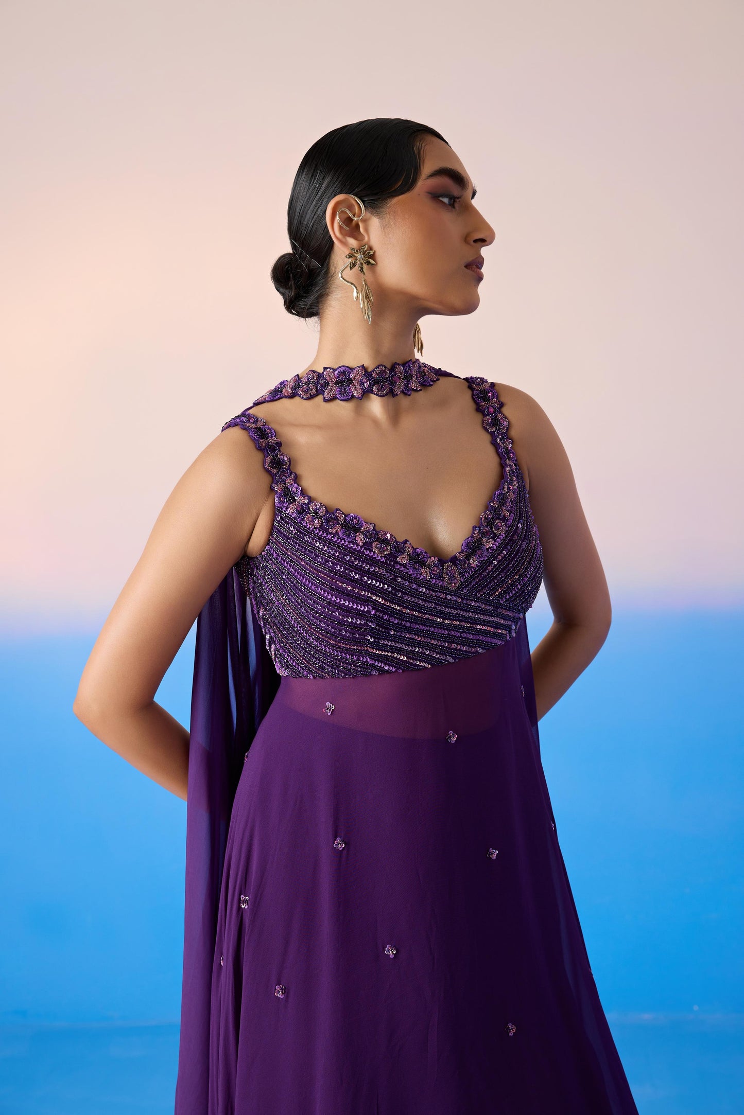 MIDNIGHT PURPLE SHARARA SET