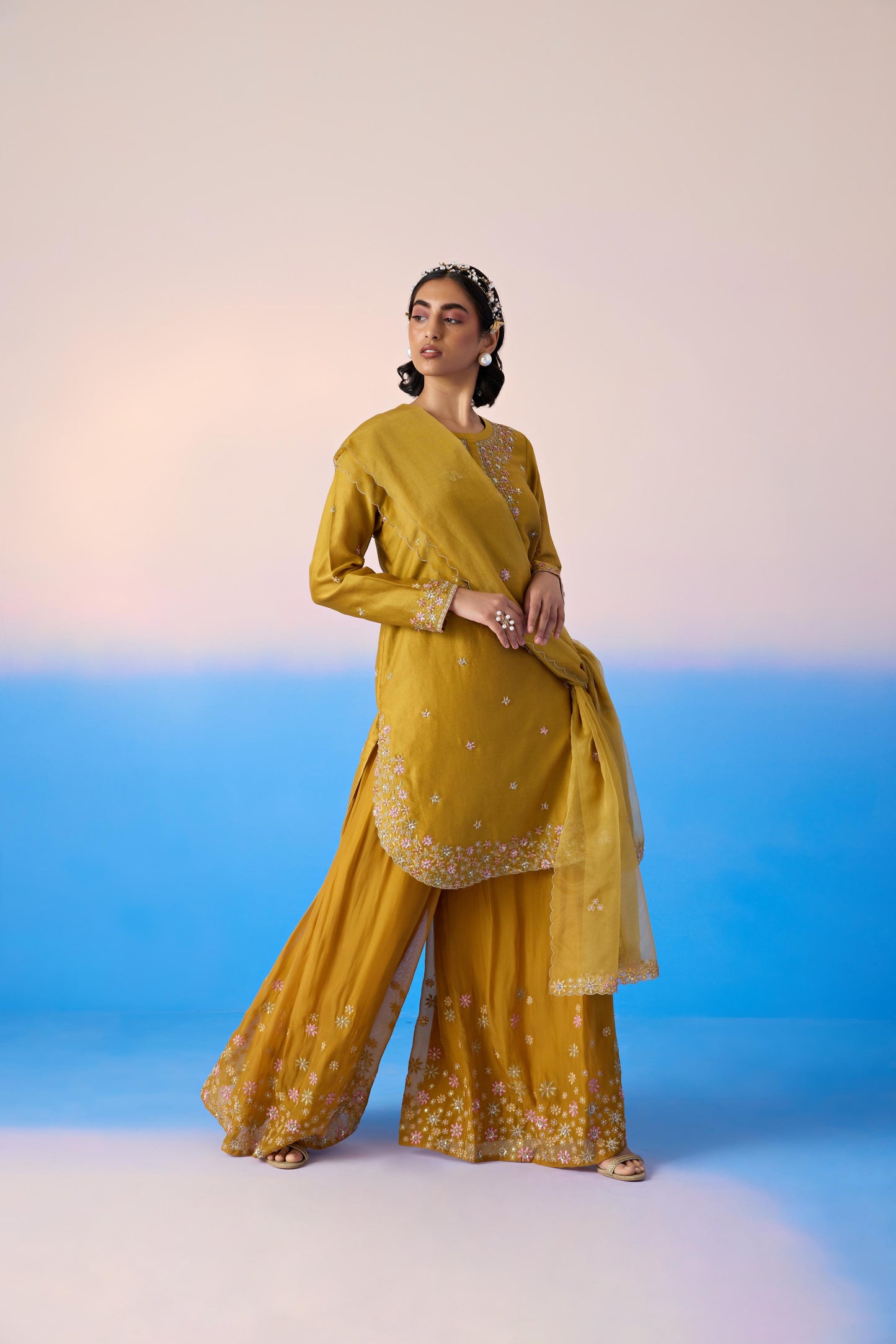 MUSTARD SHARARA SET