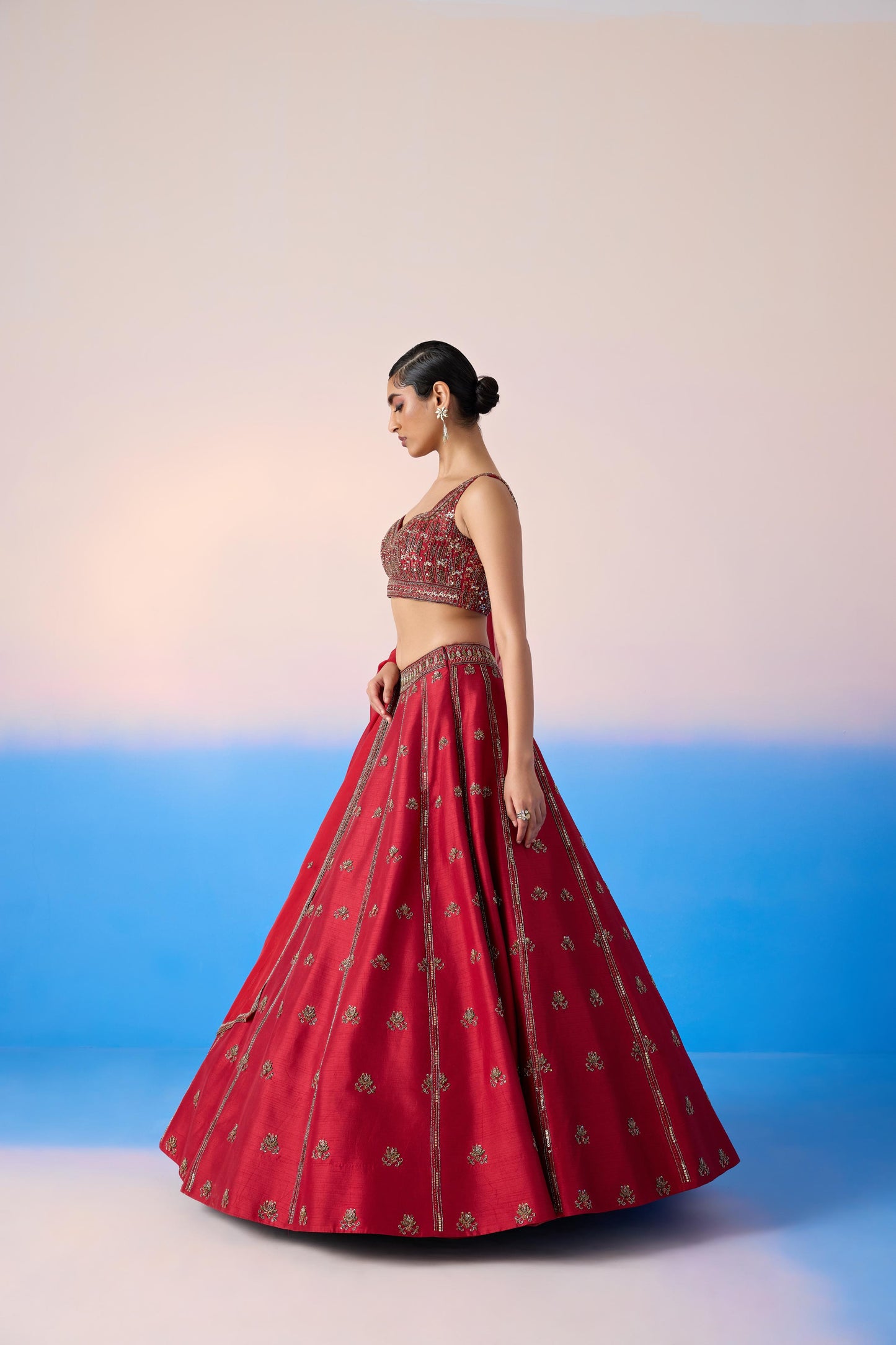 CARMINE RED LEHENGA SET