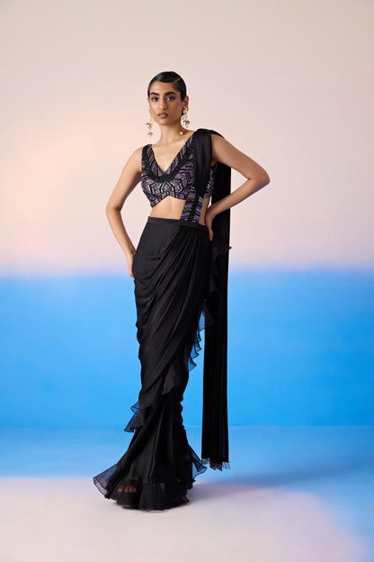 BLACK DRAPE SAREE