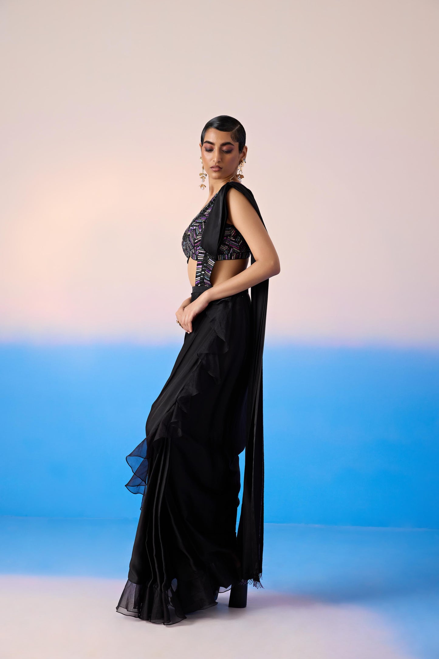 BLACK DRAPE SAREE