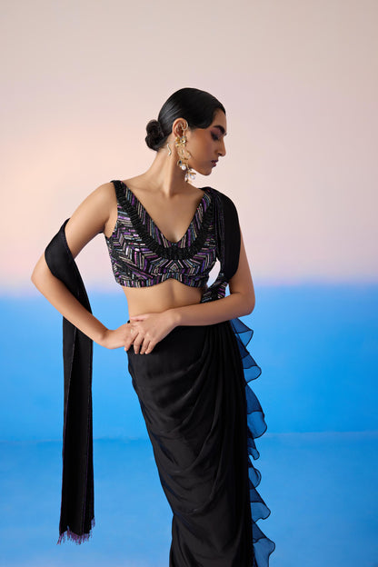 BLACK DRAPE SAREE