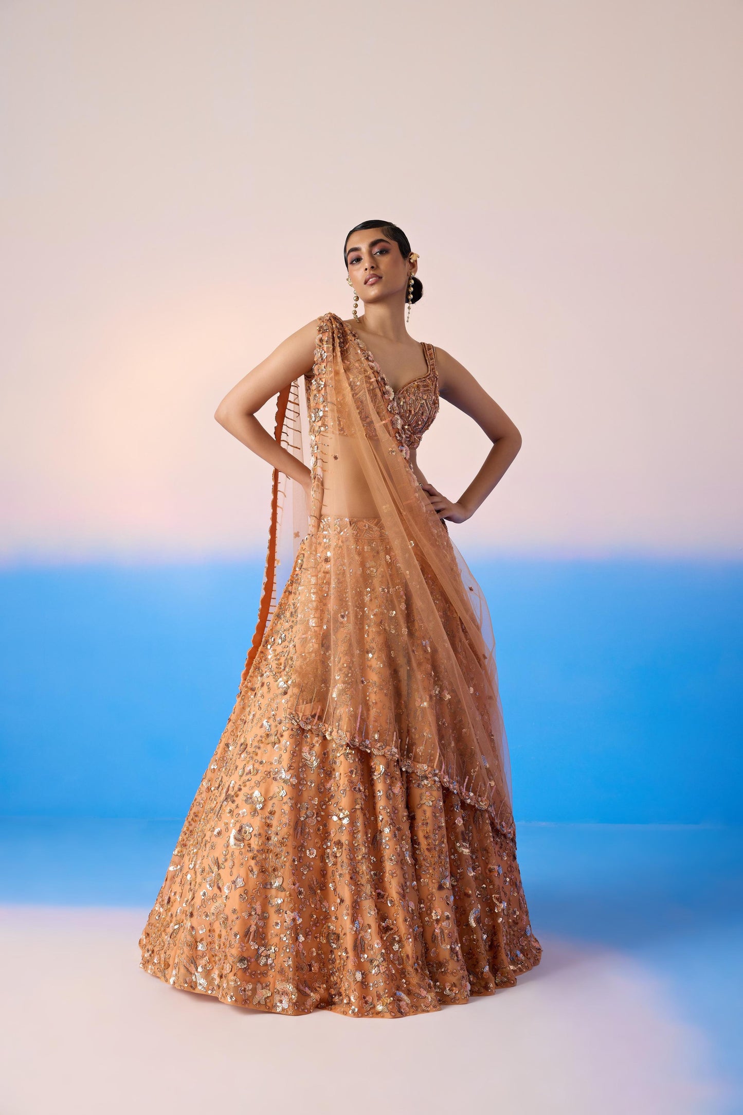 SALMON LEHENGA SET