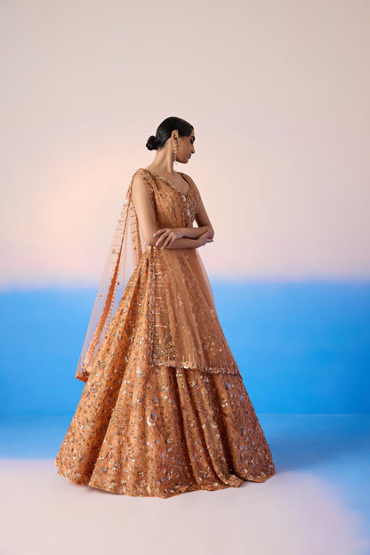 SALMON LEHENGA SET