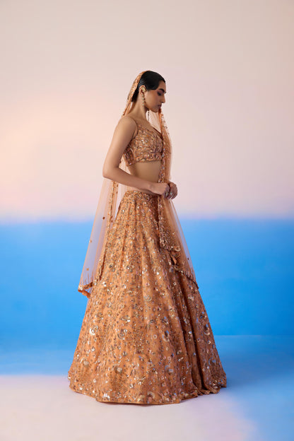 SALMON LEHENGA SET