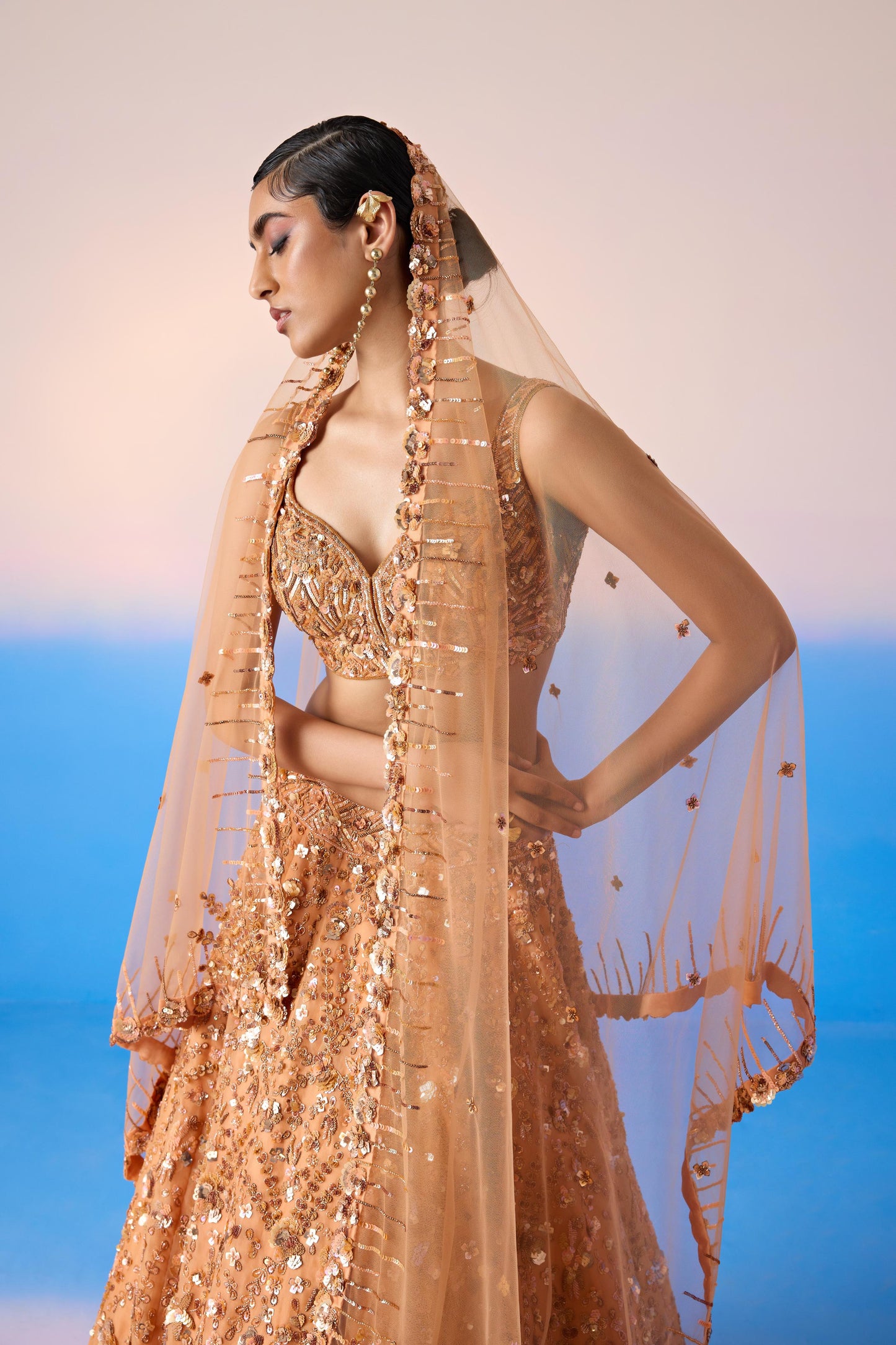 SALMON LEHENGA SET