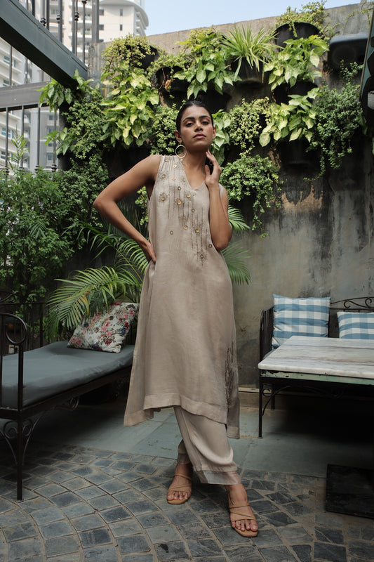 GUL - ORGANZA A-LINE KURTA WITH PANT