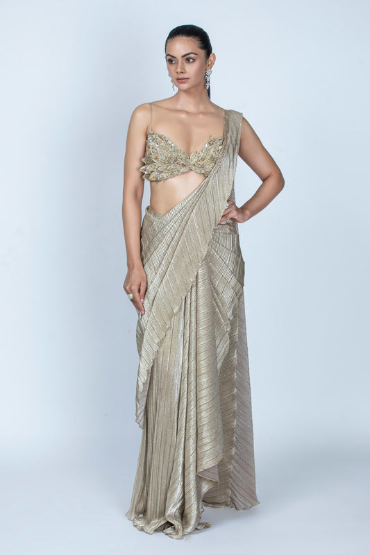 GOLDEN EMBROIDERED SAREE