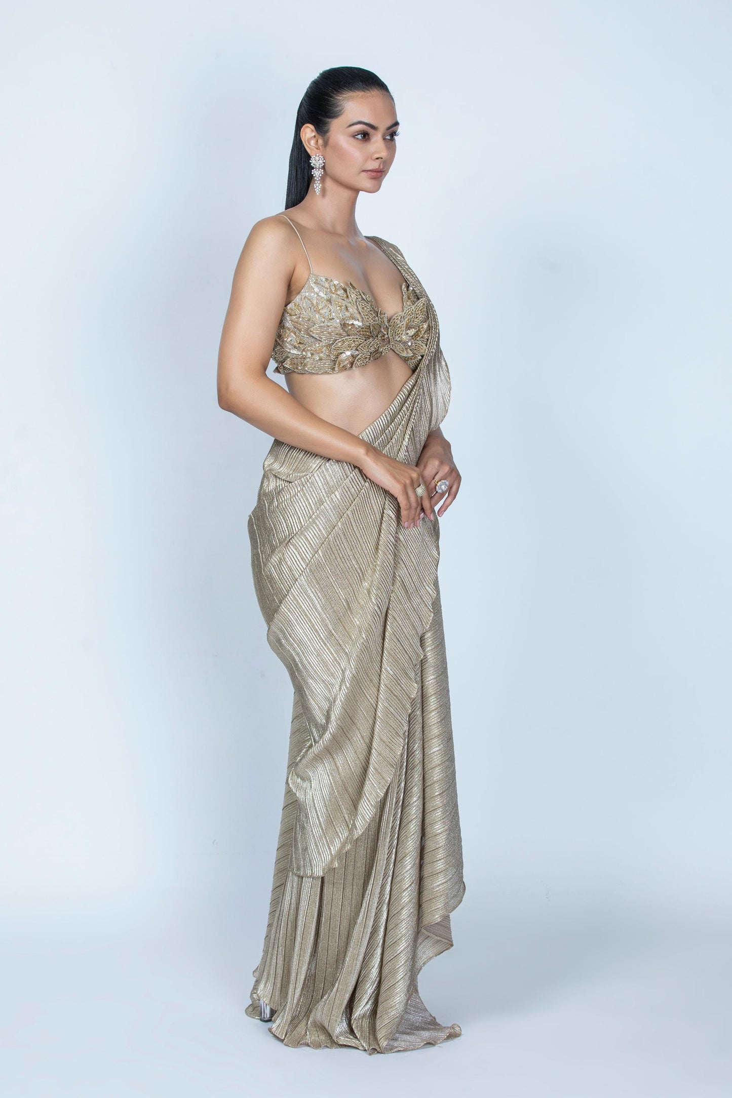 GOLDEN EMBROIDERED SAREE