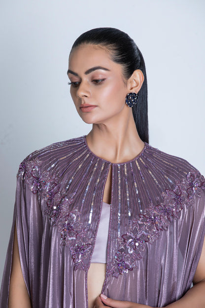 TULLE EMBROIDERED CAPE