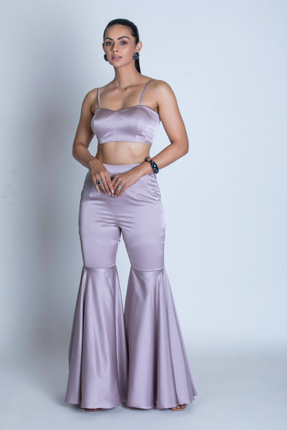 LILAC SATIN BUSTIER & PANT