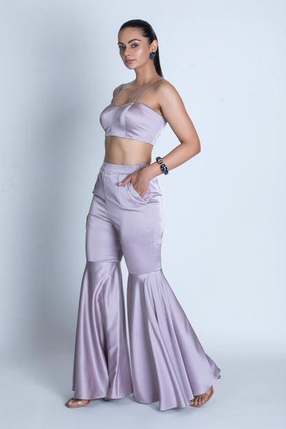 LILAC SATIN BUSTIER & PANT