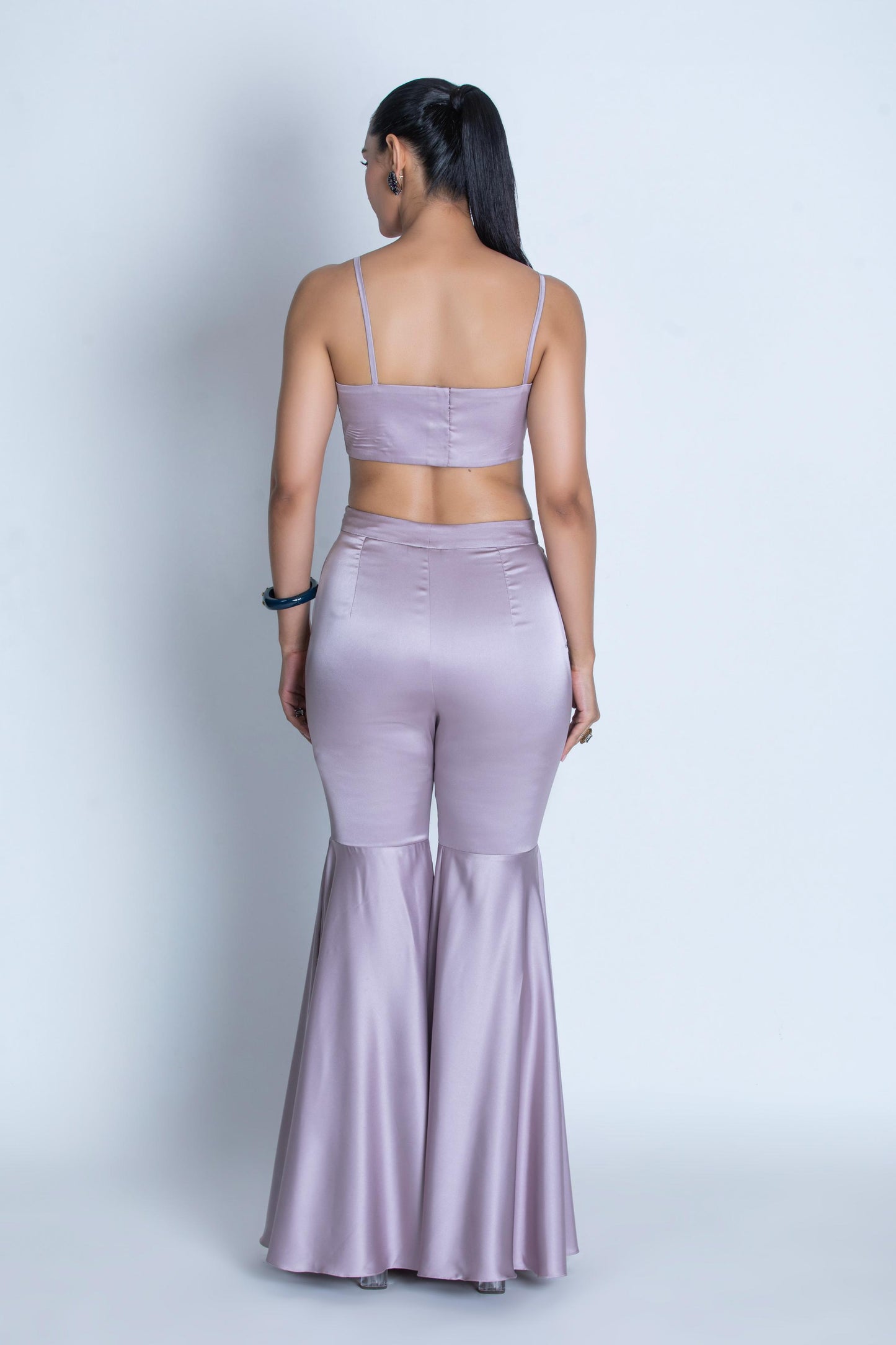 LILAC SATIN BUSTIER & PANT