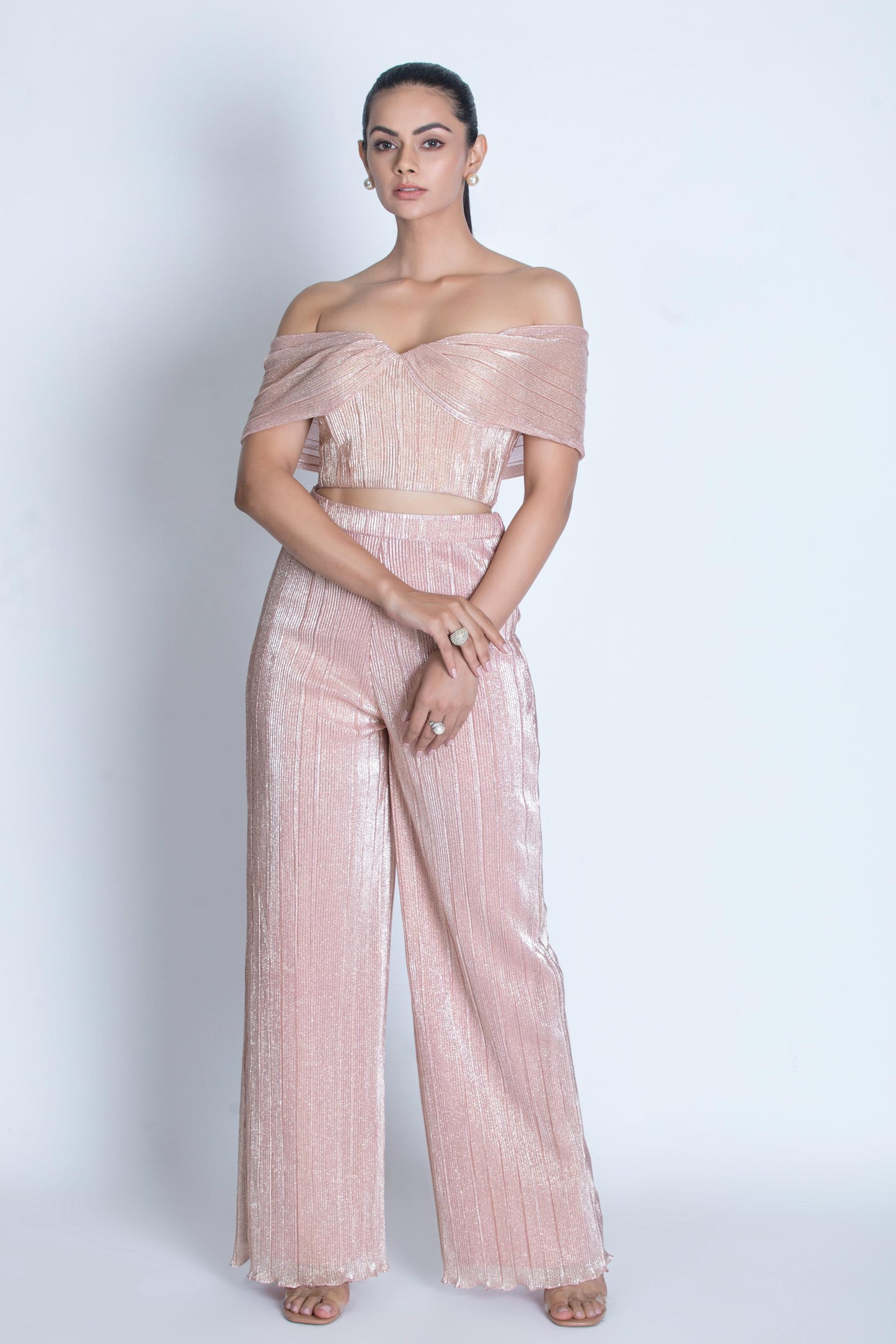 PINK PLEATED TOP & PANT