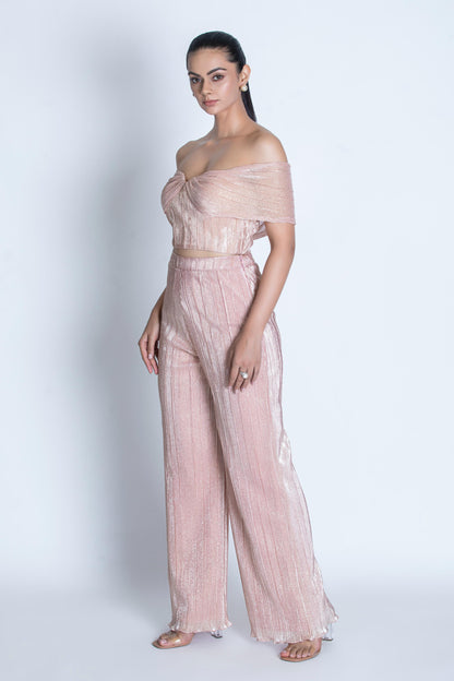 PINK PLEATED TOP & PANT