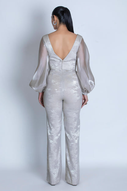 SILVER JUMPSUIT WITH  PLAIN BELT