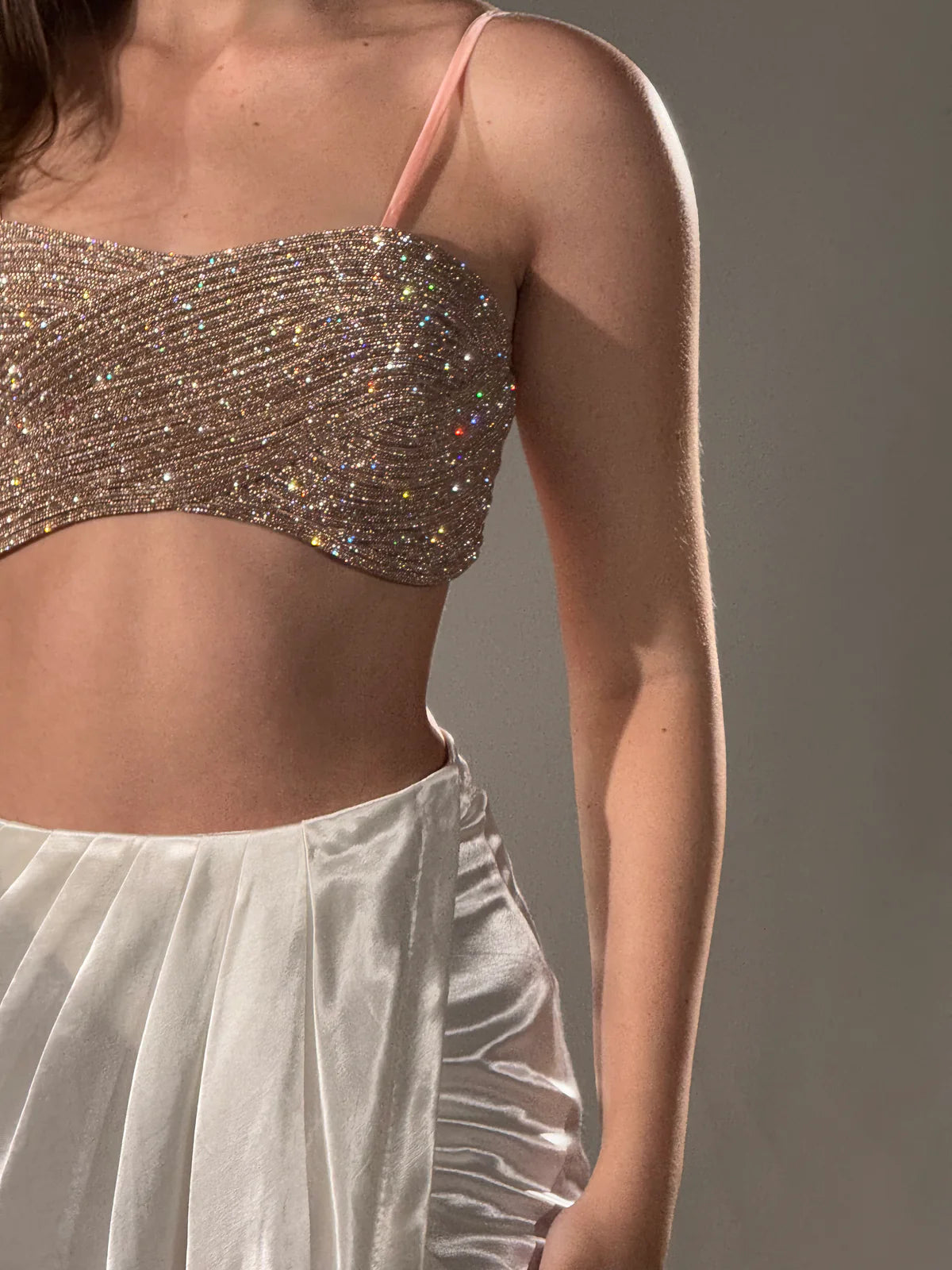 ELLIANA RHINESTONE EMBELLISHED ROSEGOLD BRALETTE